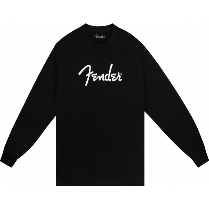 Fender Guitars Spaghetti Logo Long-Sleeve Tee T-Shirt, Black, S, Small