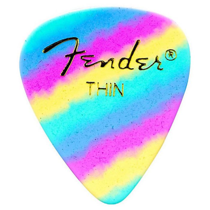 Fender 351 Premium Celluloid Guitar Picks - THIN, RAINBOW - 12-Pack (1 Dozen)