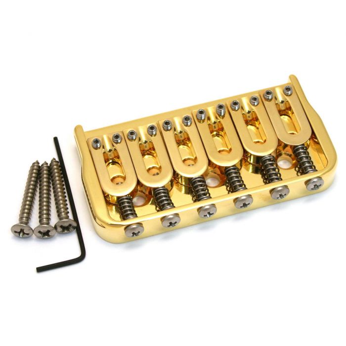 Hipshot 41065G 6-String Hardtail Fixed Electric Guitar Bridge .175" - GOLD