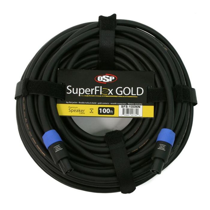 OSP SuperFlex GOLD 100' ft Premium Speaker Cable with Neutrik Speakon Connectors