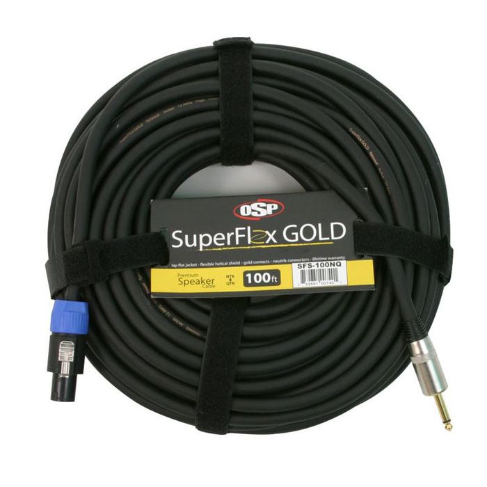 OSP SuperFlex GOLD 100' ft Speaker Cable, Speakon to 1/4", Neutrik Connectors