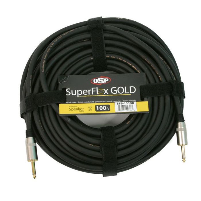 OSP SuperFlex GOLD 100' ft Premium Speaker Cable, 1/4" -1/4", Neutrik Connectors