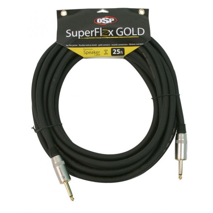 OSP SuperFlex GOLD 25' ft Premium Speaker Cable, 1/4" -1/4", Neutrik Connectors