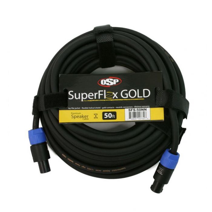 OSP SuperFlex GOLD 50' ft Premium Speaker Cable with Neutrik Speakon Connectors