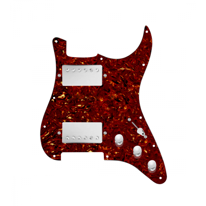 920D Custom Hipster Heaven HH Loaded Pickguard for Strat With Nickel Cool Kids Humbuckers, Tortoise Pickguard, and S3W-HH Wiring Harness