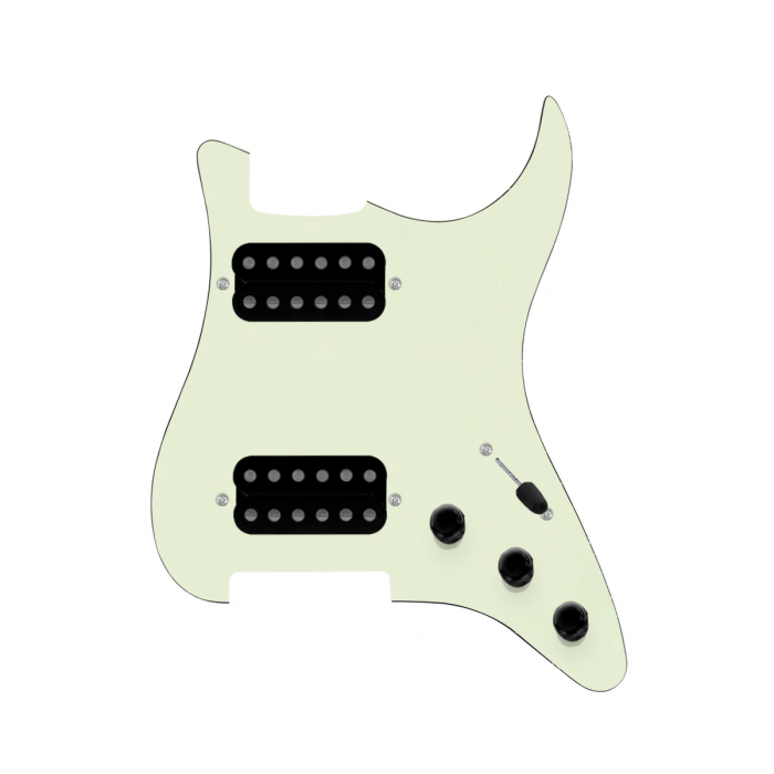 920D Custom Hipster Heaven HH Loaded Pickguard for Strat With Uncovered Cool Kids Humbuckers, Mint Green Pickguard, and S3W-HH Wiring Harness