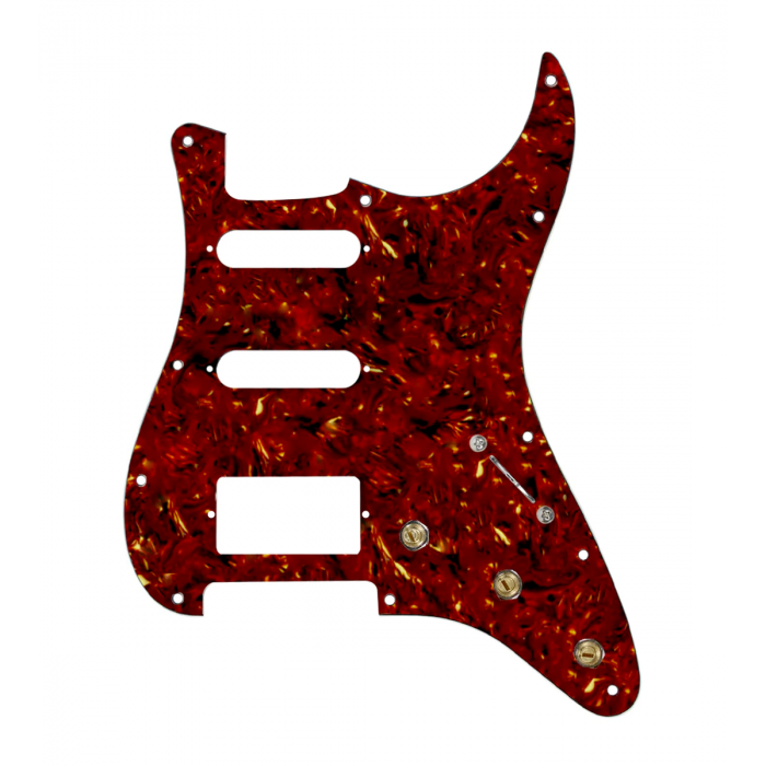 920D Custom HSS Pre-Wired Pickguard for Strat With A Tortoise Pickguard and S5W-HSS-BL Wiring Harness