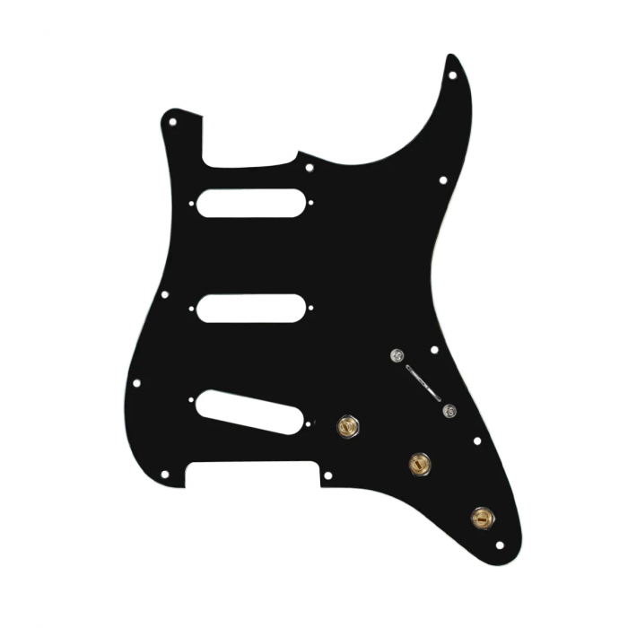920D Custom SSS Pre-Wired Pickguard for Strat With A Black Pickguard and S5W-BL-V Wiring Harness