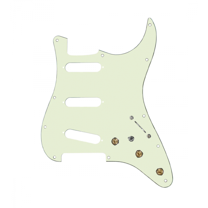 920D Custom SSS Pre-Wired Pickguard for Strat With A Mint Green Pickguard and S7W-MT Wiring Harness