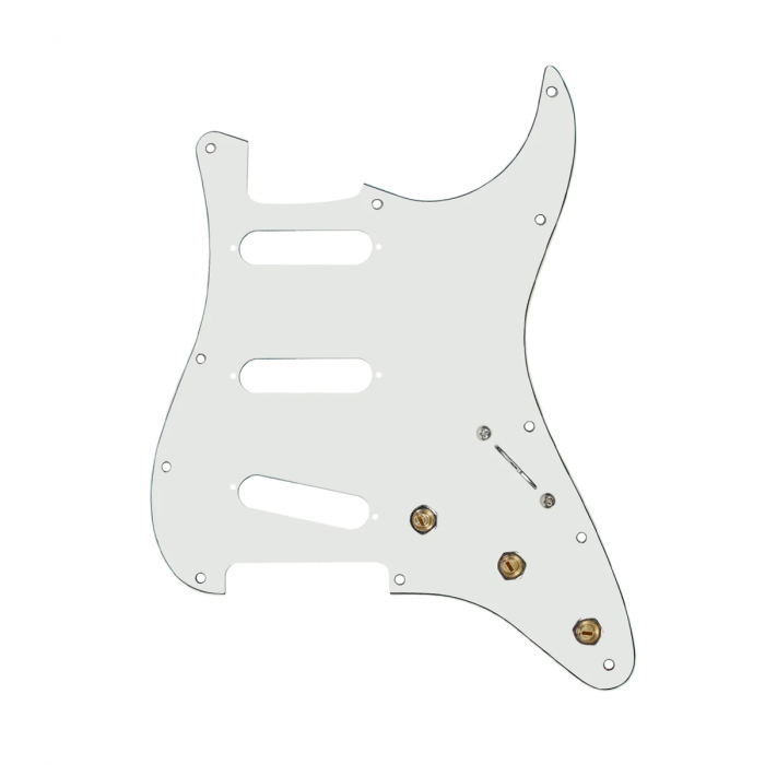 920D Custom SSS Pre-Wired Pickguard for Strat With A Parchment Pickguard and S5W-BL-V Wiring Harness