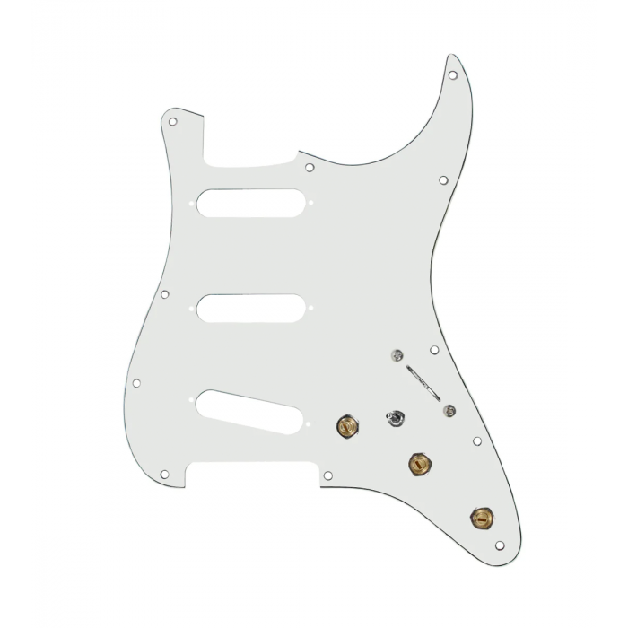 920D Custom SSS Pre-Wired Pickguard for Strat With A Parchment Pickguard and S7W-MT Wiring Harness