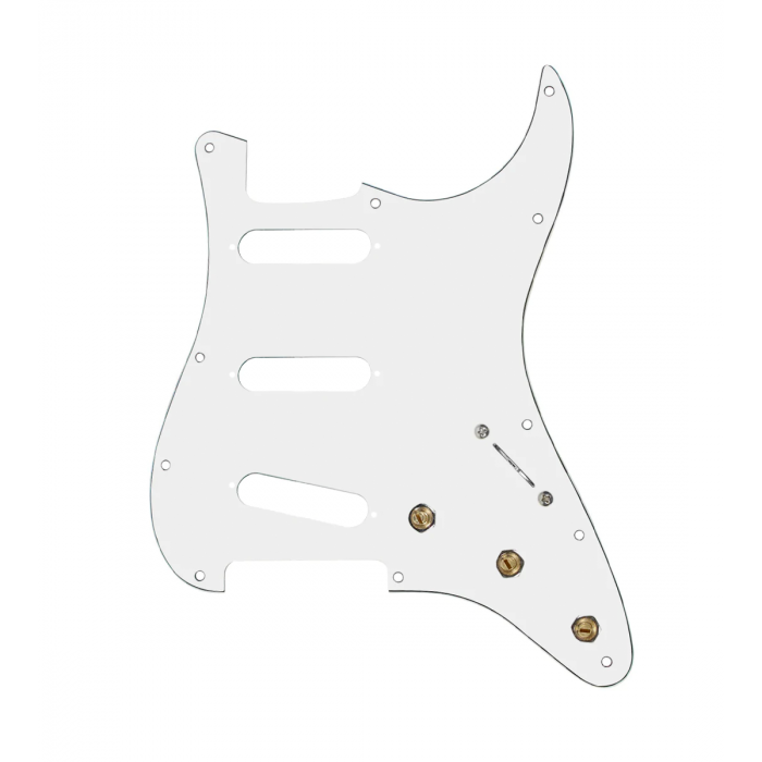 920D Custom SSS Pre-Wired Pickguard for Strat With A White Pickguard and S5W-BL-V Wiring Harness