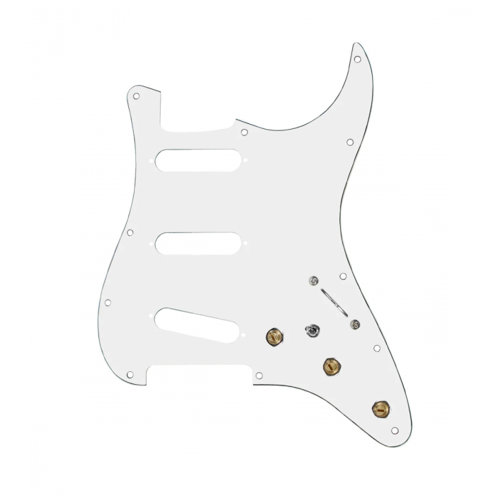 920D Custom SSS Pre-Wired Pickguard for Strat With A White Pickguard and S7W-MT Wiring Harness