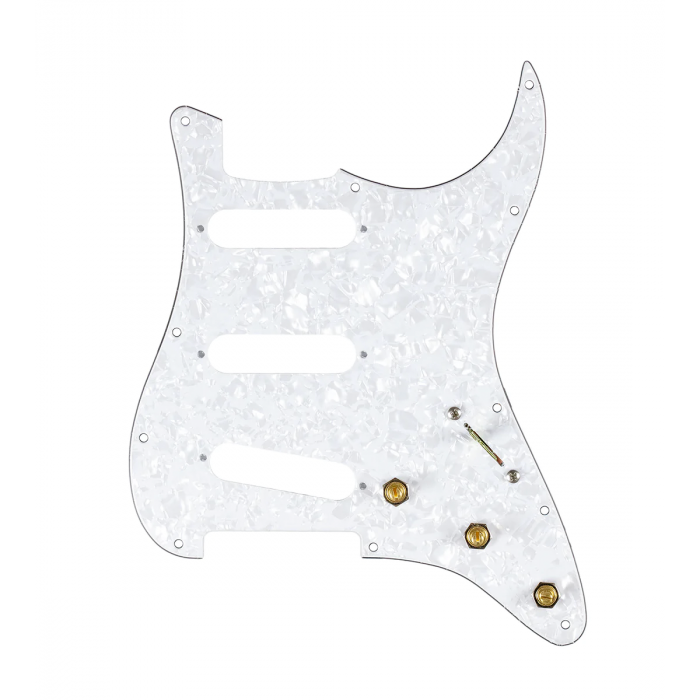 920D Custom SSS Pre-Wired Pickguard for Strat With A White Pearl Pickguard and S5W-BL-V Wiring Harness