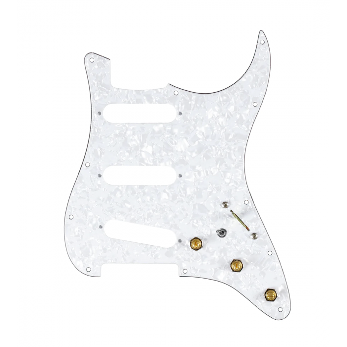920D Custom SSS Pre-Wired Pickguard for Strat With A White Pearl Pickguard and S7W-MT Wiring Harness