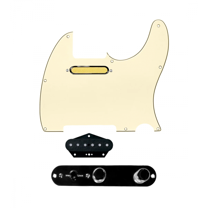 920D Custom Gold Foil Loaded Pickguard for Tele With Aged White Pickguard and T3W-B Control Plate