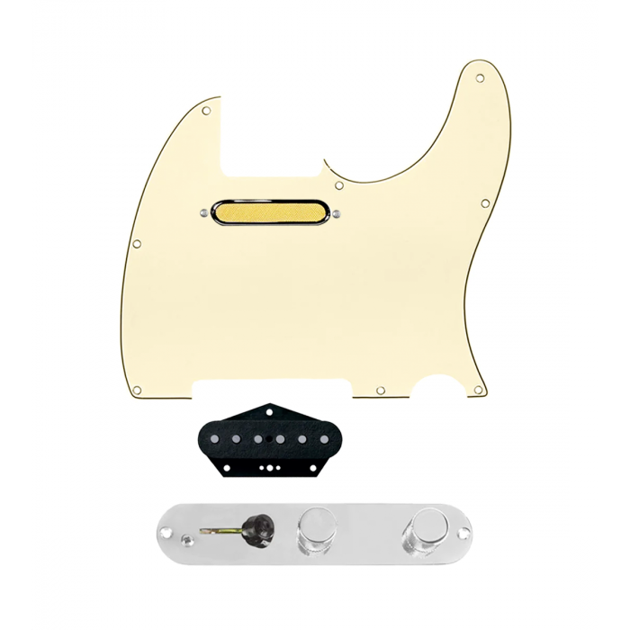 920D Custom Gold Foil Loaded Pickguard for Tele With Aged White Pickguard and T3W-c Control Plate