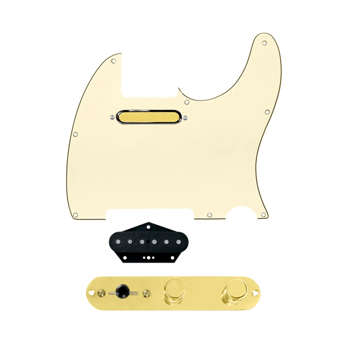 920D Custom Gold Foil Loaded Pickguard for Tele With Aged White Pickguard and T3W-G Control Plate
