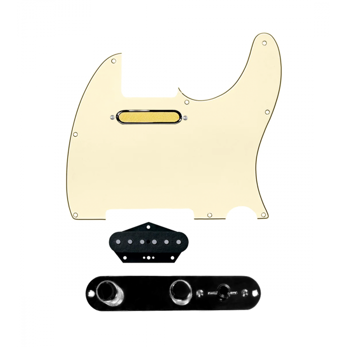 920D Custom Gold Foil Loaded Pickguard for Tele With Aged White Pickguard and T3W-REV-B Control Plate