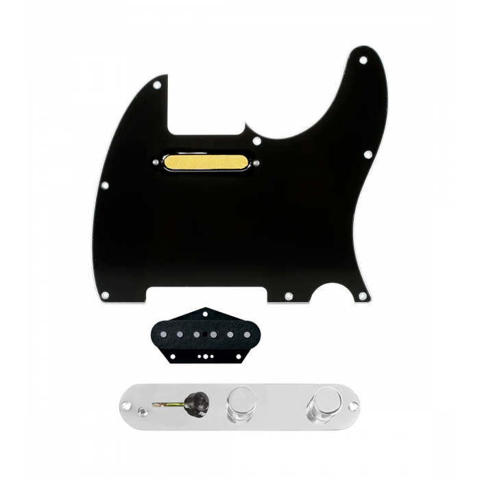 920D Custom Gold Foil Loaded Pickguard for Tele With Black Pickguard and T3W-C Control Plate