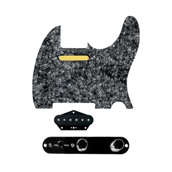 920D Custom Gold Foil Loaded Pickguard for Tele With Black Pearl Pickguard and T3W-B Control Plate
