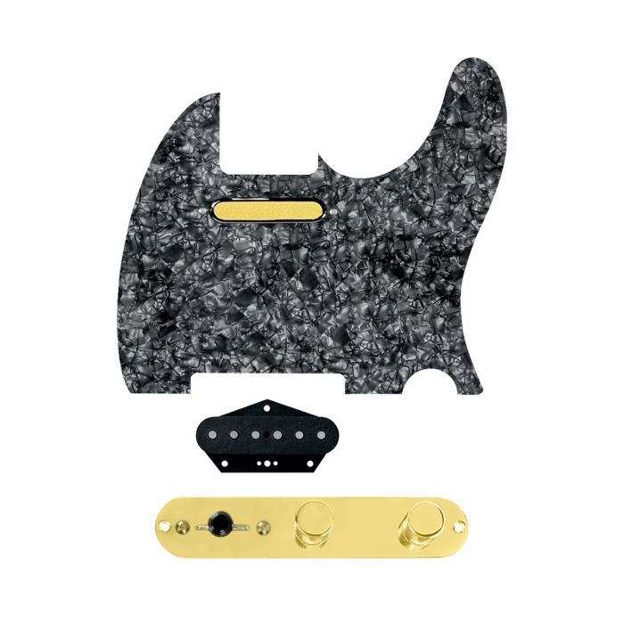 920D Custom Gold Foil Loaded Pickguard for Tele With Black Pearl Pickguard and T3W-G Control Plate