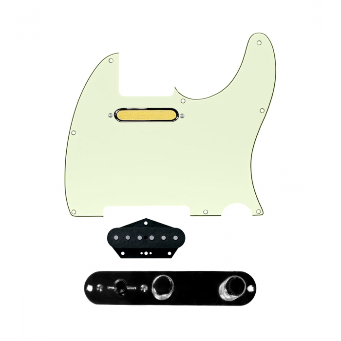 920D Custom Gold Foil Loaded Pickguard for Tele With Mint Green Pickguard and T3W-B Control Plate