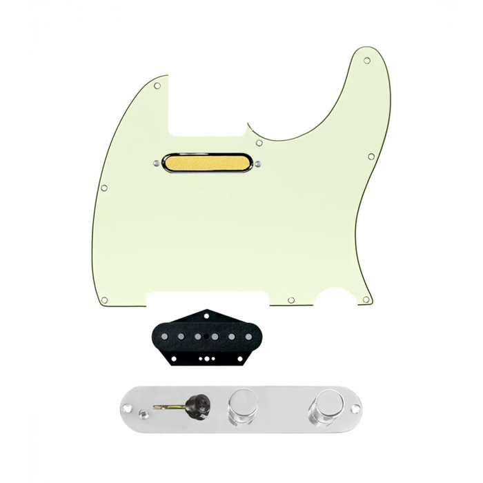 920D Custom Gold Foil Loaded Pickguard for Tele With Mint Green Pickguard and T3W-C Control Plate