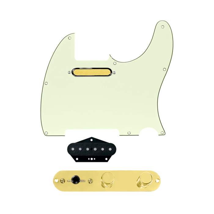 920D Custom Gold Foil Loaded Pickguard for Tele With Mint Green Pickguard and T3W-G Control Plate