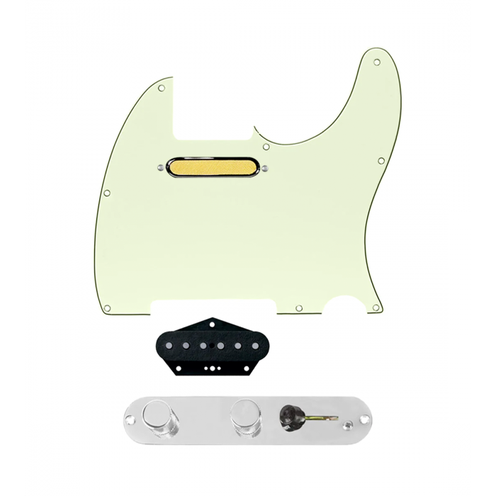 920D Custom Gold Foil Loaded Pickguard for Tele With Mint Green Pickguard and T3W-REV-C Control Plate