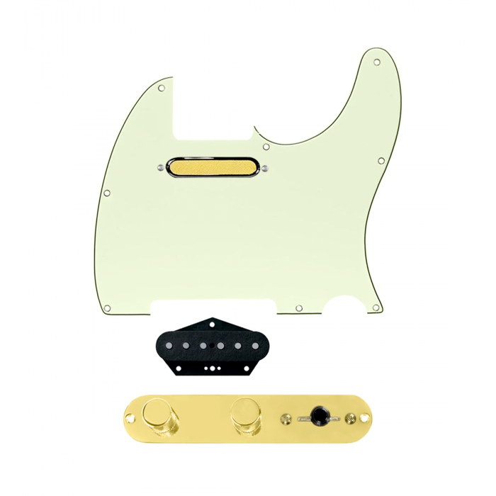 920D Custom Gold Foil Loaded Pickguard for Tele With Mint Green Pickguard and T3W-REV-G Control Plate