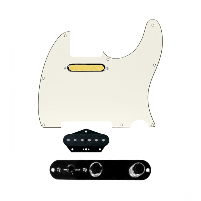 920D Custom Gold Foil Loaded Pickguard for Tele With Parchment Pickguard and T3W-B Control Plate