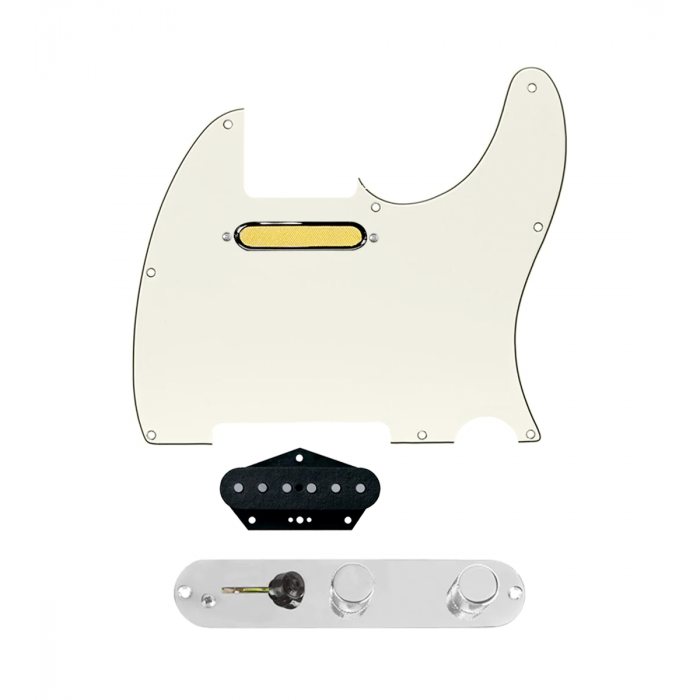 920D Custom Gold Foil Loaded Pickguard for Tele With Parchment Pickguard and T3W-C Control Plate