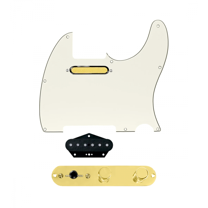 920D Custom Gold Foil Loaded Pickguard for Tele With Parchment Pickguard and T3W-G Control Plate