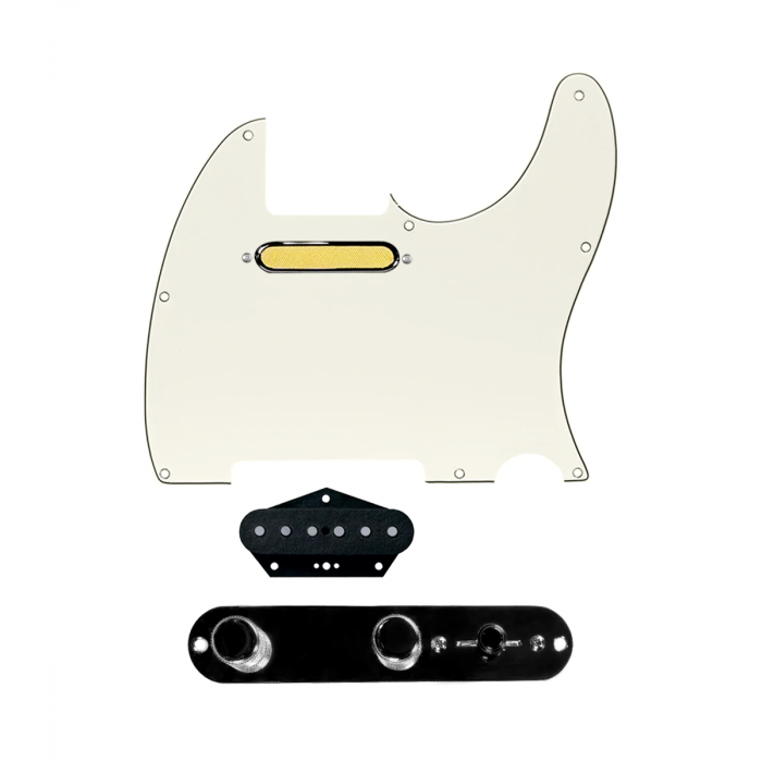 920D Custom Gold Foil Loaded Pickguard for Tele With Parchment Pickguard and T3W-REV-B Control Plate