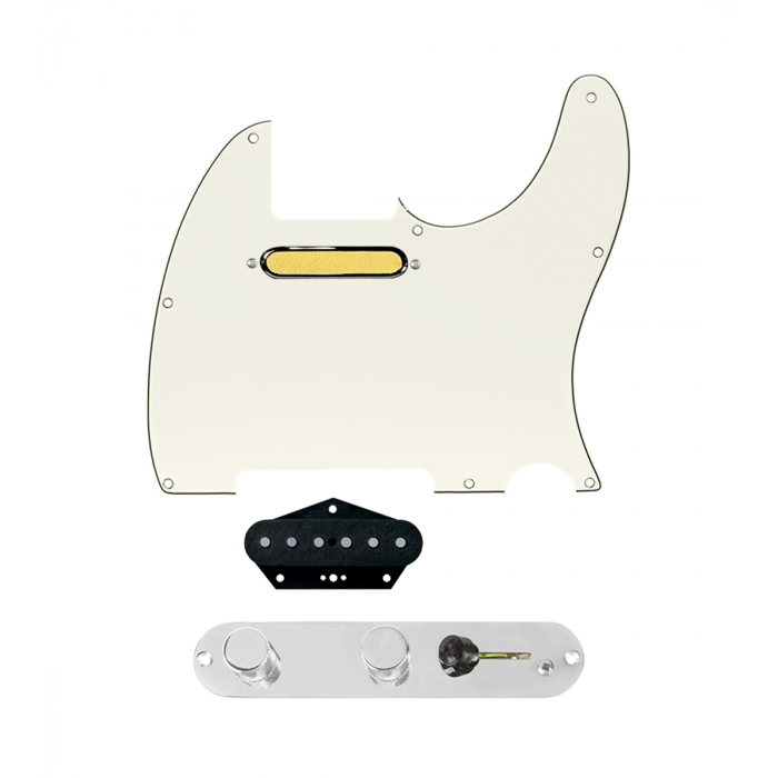 920D Custom Gold Foil Loaded Pickguard for Tele With Parchment Pickguard and T3W-REV-C Control Plate