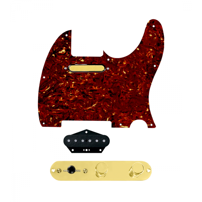 920D Custom Gold Foil Loaded Pickguard for Tele With Tortoise Pickguard and T3W-G Control Plate