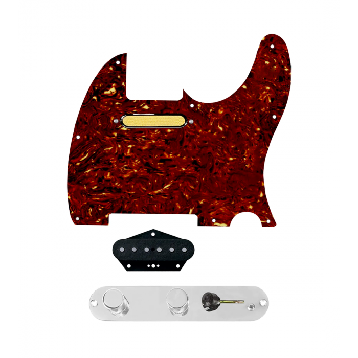 920D Custom Gold Foil Loaded Pickguard for Tele With Tortoise Pickguard and T3W-REV-C Control Plate