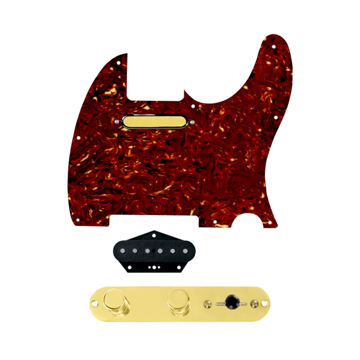 920D Custom Gold Foil Loaded Pickguard for Tele With Tortoise Pickguard and T3W-REV-G Control Plate