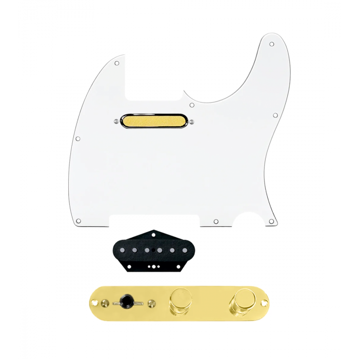 920D Custom Gold Foil Loaded Pickguard for Tele With White Pickguard and T3W-G Control Plate