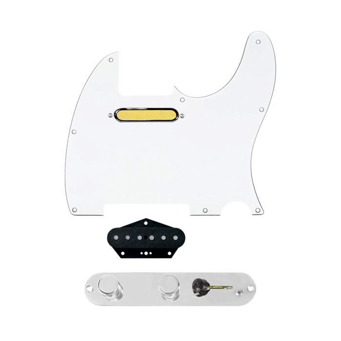 920D Custom Gold Foil Loaded Pickguard for Tele With White Pickguard and T3W-REV-C Control Plate