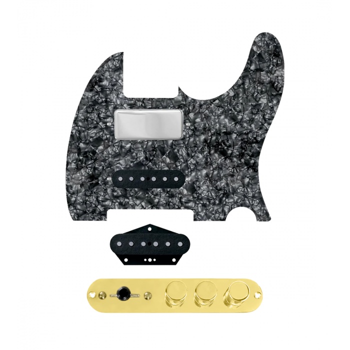920D Custom Mason Style Loaded Pickguard for Nashville Tele With Black Pearl Pickguard and TMAS-G Control Plate