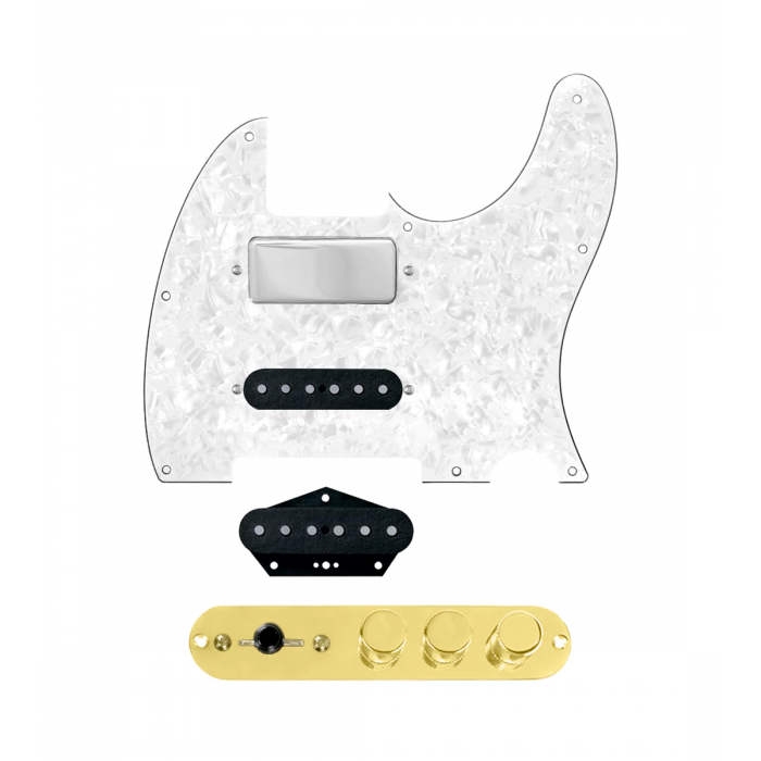 920D Custom Mason Style Loaded Pickguard for Nashville Tele With White Pearl Pickguard and TMAS-G Control Plate