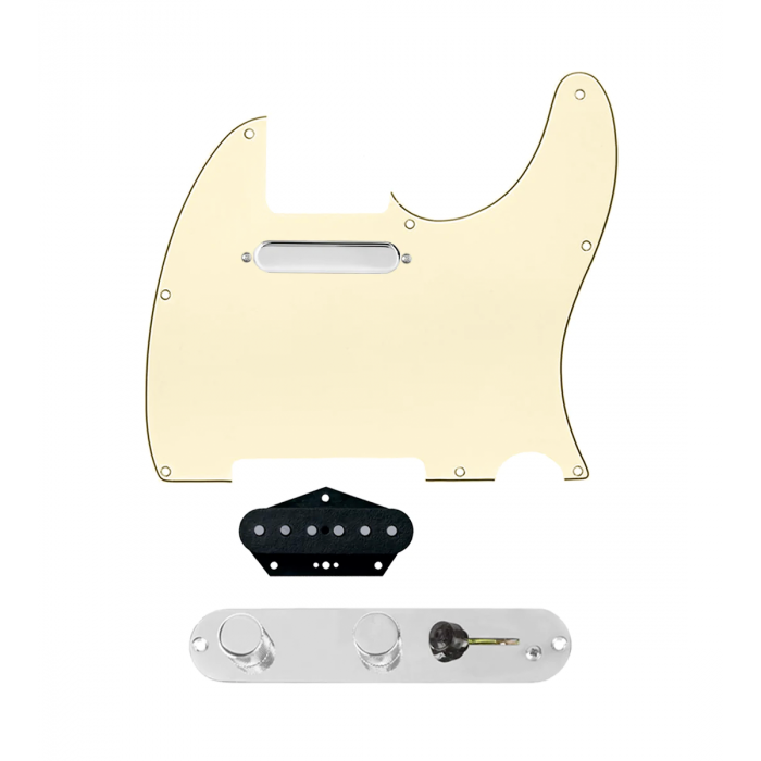 920D Custom Texas Grit Loaded Pickguard for Tele With Aged White Pickguard and T3W-REV-C Control Plate