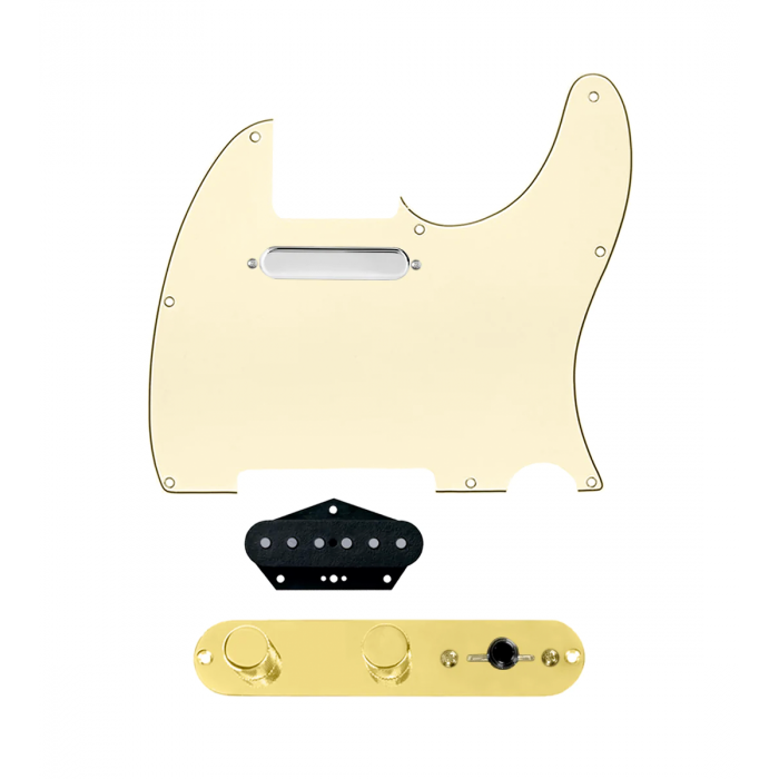920D Custom Texas Grit Loaded Pickguard for Tele With Aged White Pickguard and T3W-REV-G Control Plate