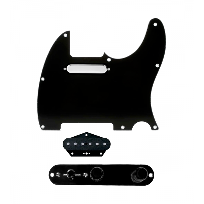 920D Custom Texas Grit Loaded Pickguard for Tele With Black Pickguard and T3W-B Control Plate