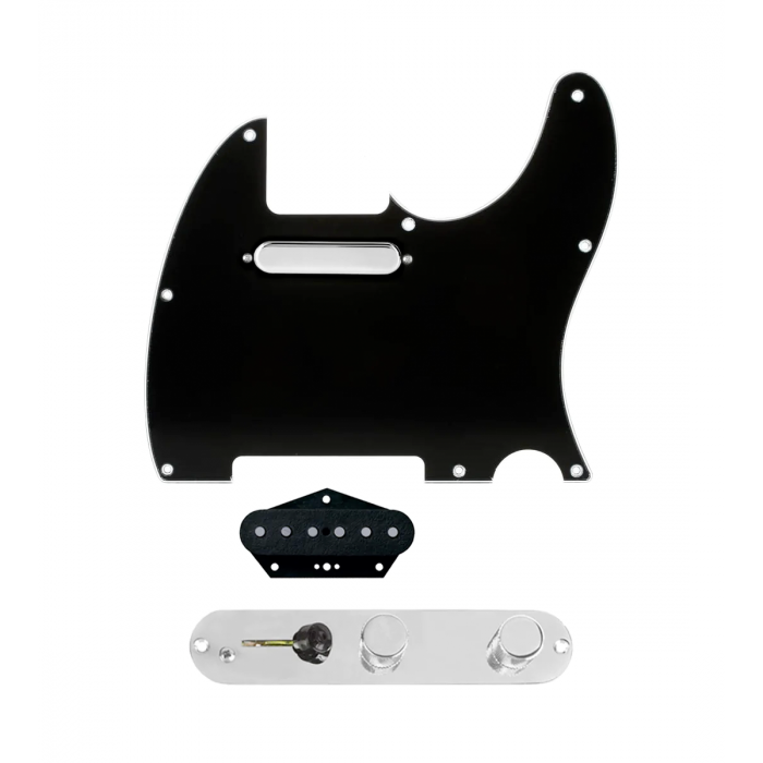 920D Custom Texas Grit Loaded Pickguard for Tele With Black Pickguard and T3W-C Control Plate