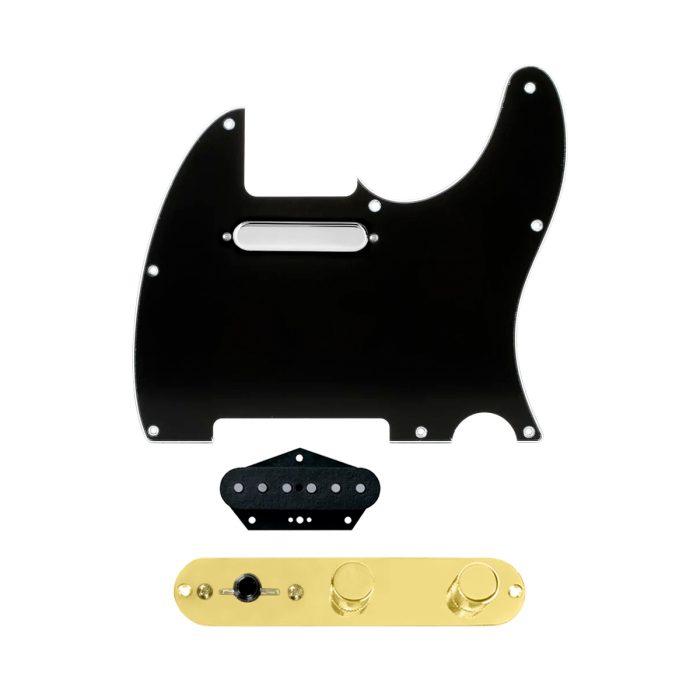920D Custom Texas Grit Loaded Pickguard for Tele With Black Pickguard and T3W-G Control Plate