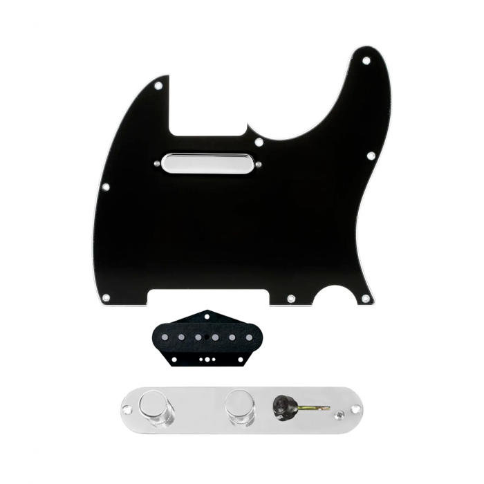 920D Custom Texas Grit Loaded Pickguard for Tele With Black Pickguard and T3W-REV-C Control Plate
