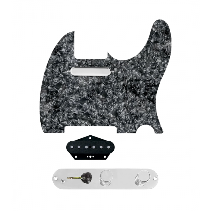 920D Custom Texas Grit Loaded Pickguard for Tele With Black Pearl Pickguard and T3W-C Control Plate